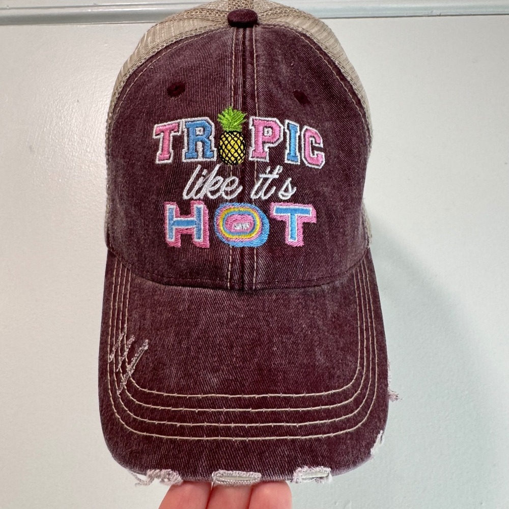 Katydid Tropic Like It's Hot Trucker Hat Distressed Summer Baseball Cap